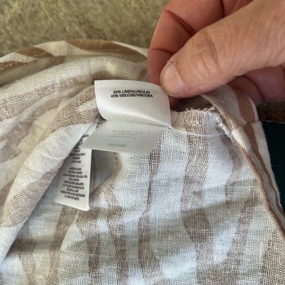 Anne Klein Animal Print Top Linen Blend Knot Front Blouse Size XL NWOT Tan White - Picture 6 of 8